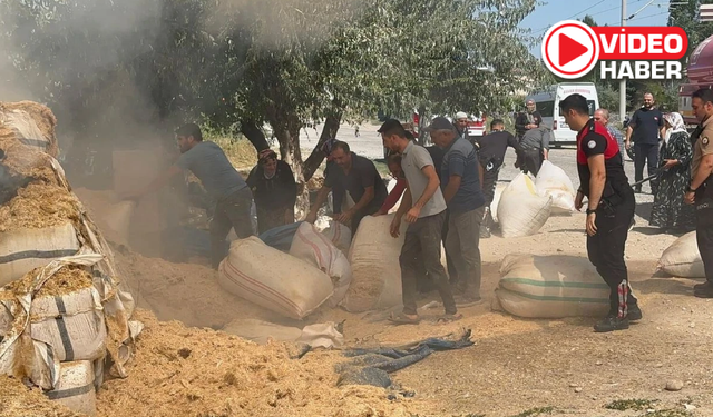 Niğde'de korkutan yangın! Odun ve saman balyaları alevlere teslim oldu