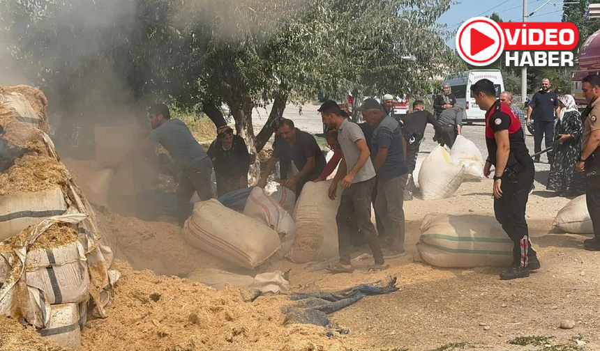 Niğde'de korkutan yangın! Odun ve saman balyaları alevlere teslim oldu