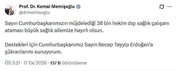 Kemal Memisoglu Atama Paylasimi
